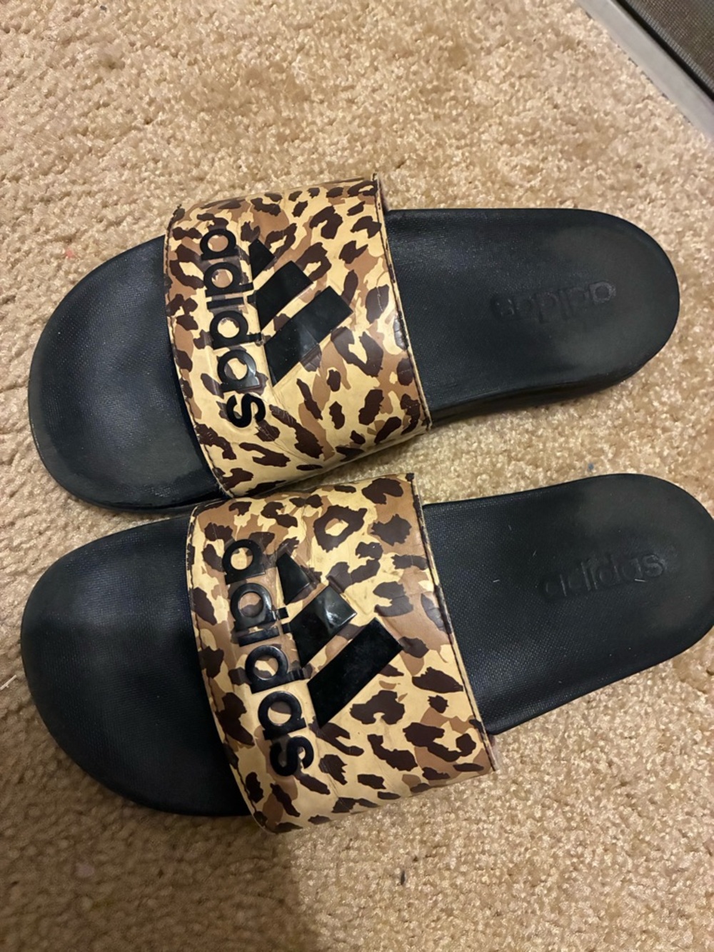 adidas Leopard Slide Sandals - Black & Tan